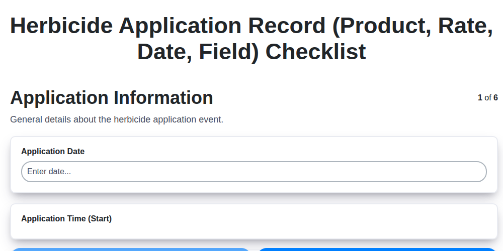 herbicide application record product rate date field screenshot