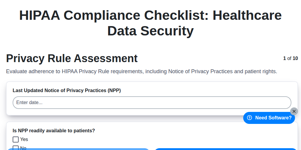 hipaa compliance checklist healthcare data security screenshot