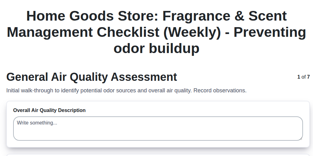 home goods store fragrance scent management checklist weekly preventing odor buildup screenshot