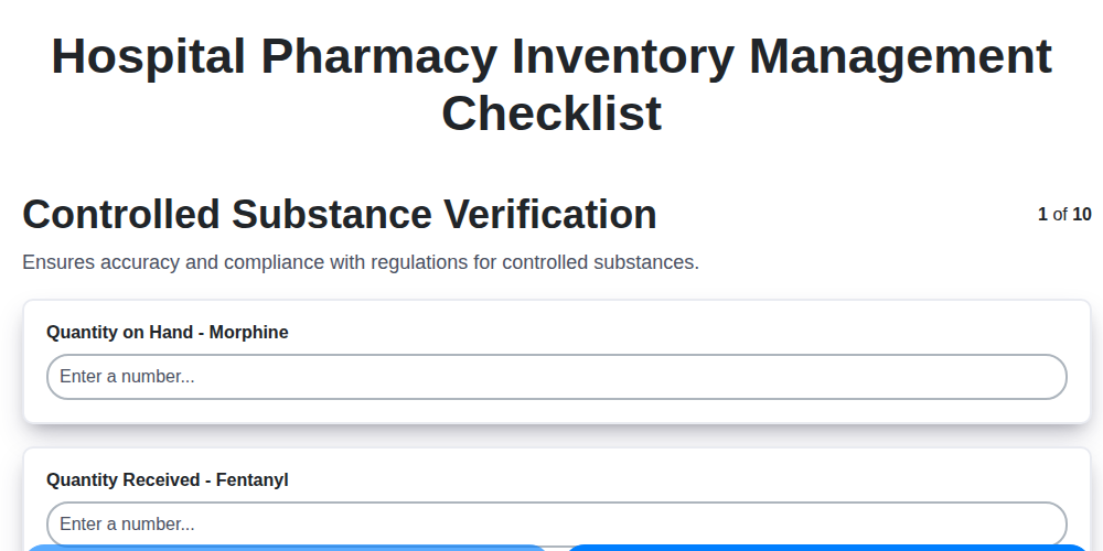 hospital pharmacy inventory management checklist screenshot