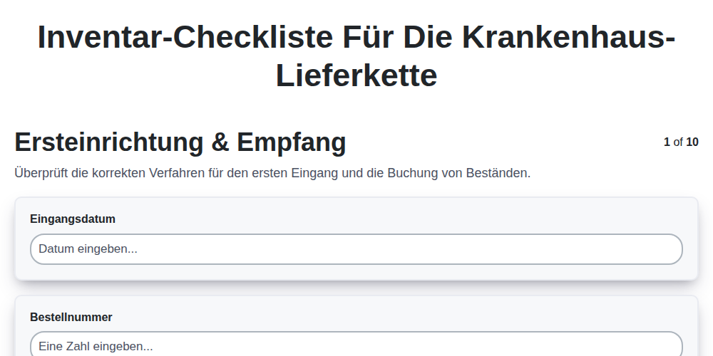 Inventar-Checkliste für die Krankenhaus-Lieferkette screenshot