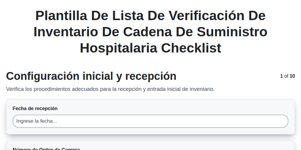 Plantilla de lista de verificación de inventario de cadena de suministro hospitalaria screenshot