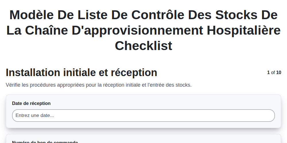 Modèle de liste de contrôle des stocks de la chaîne d'approvisionnement hospitalière screenshot