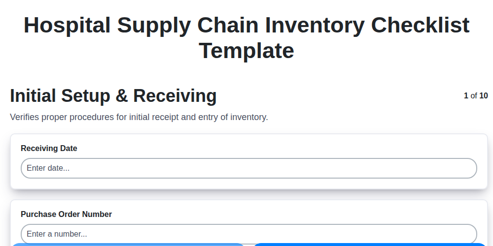 hospital supply chain inventory checklist template screenshot