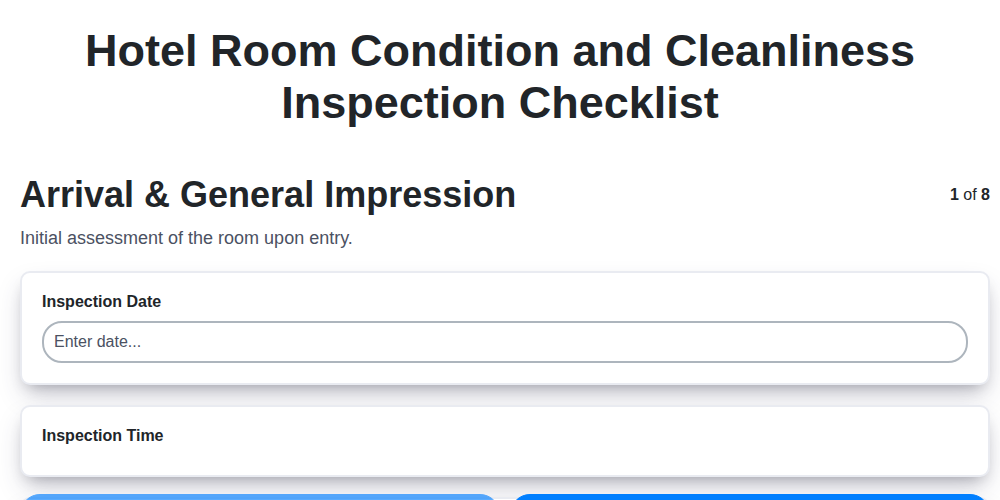 hotel room condition and cleanliness inspection checklist screenshot