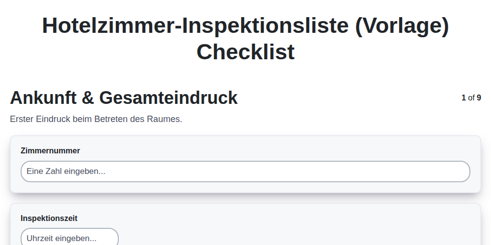 Hotelzimmer-Inspektionsliste (Vorlage) screenshot