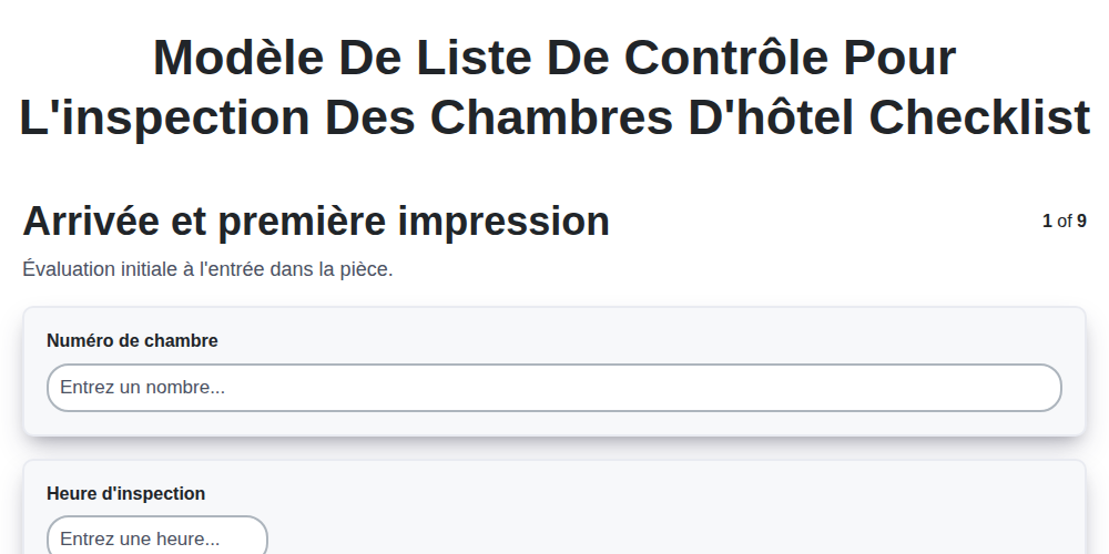Modèle de liste de contrôle pour l'inspection des chambres d'hôtel screenshot