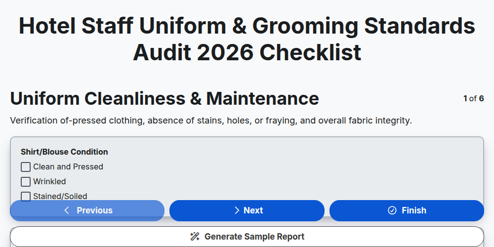 Hotel Staff Uniform & Grooming Standards Audit 2026