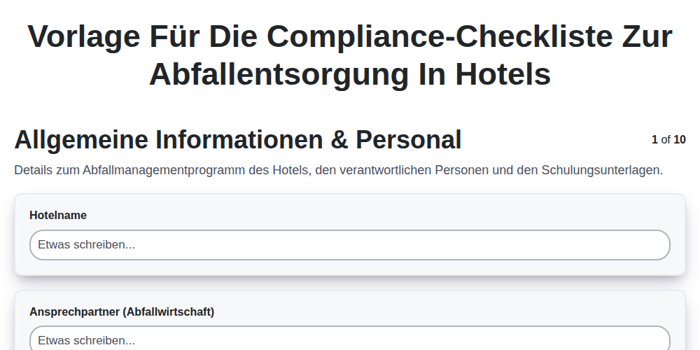 Vorlage für die Compliance-Checkliste zur Abfallentsorgung in Hotels screenshot