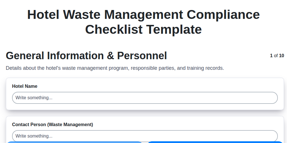 hotel waste management compliance checklist template screenshot