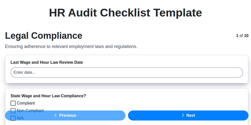 hr audit checklist template screenshot