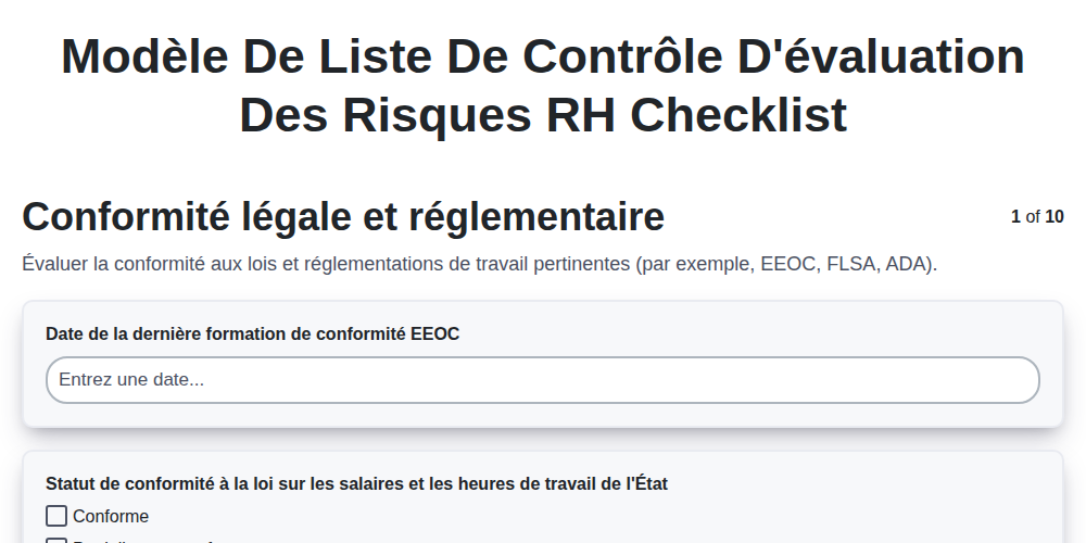 Modèle de liste de contrôle d'évaluation des risques RH screenshot