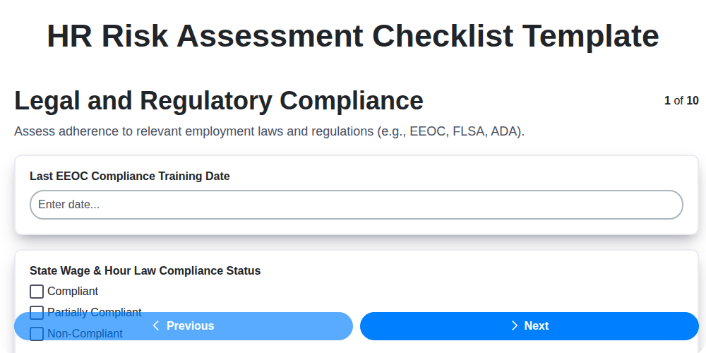hr risk assessment checklist template screenshot