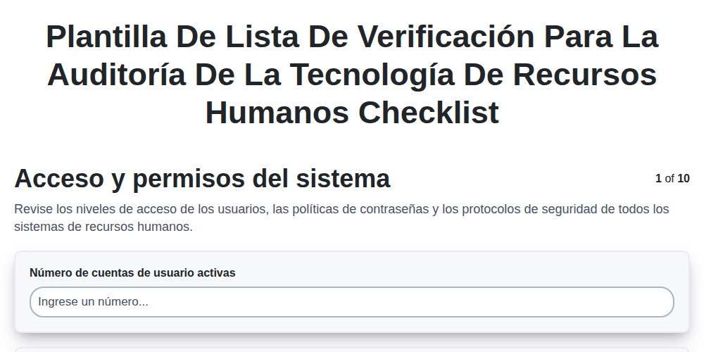 Plantilla de lista de verificación para la auditoría de la tecnología de recursos humanos screenshot