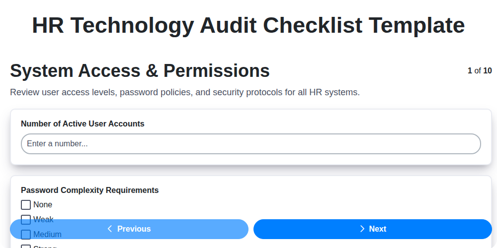 hr technology audit checklist template screenshot