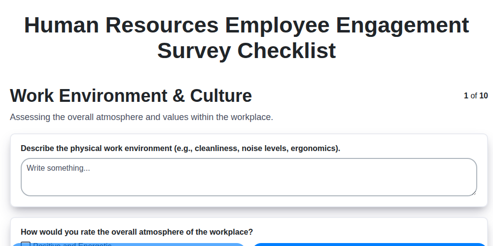 human resources employee engagement survey checklist screenshot