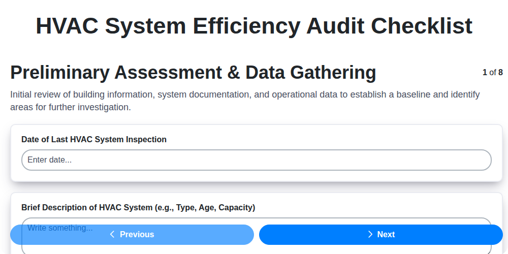 hvac system efficiency audit screenshot