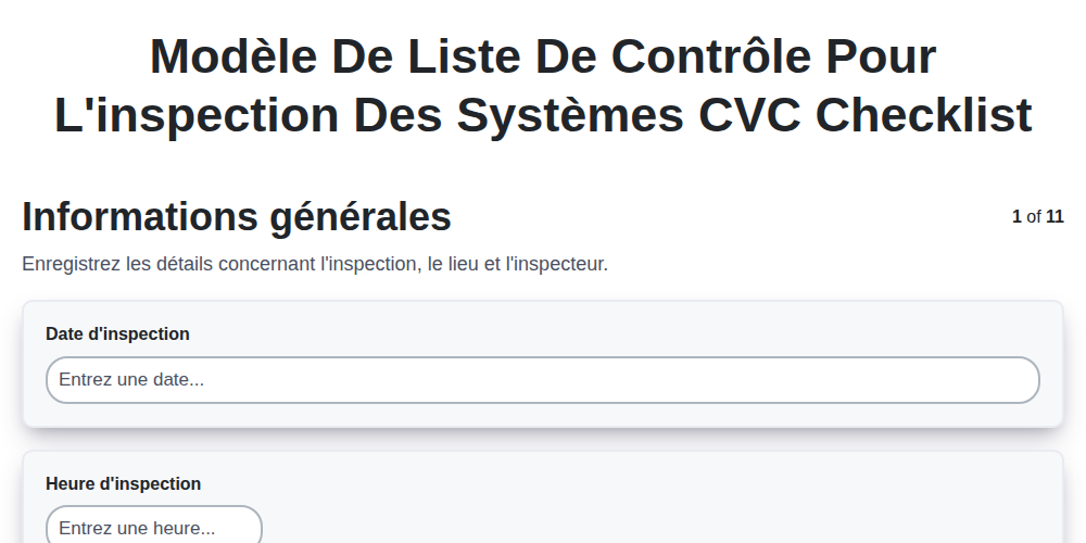 Modèle de liste de contrôle pour l'inspection des systèmes CVC screenshot