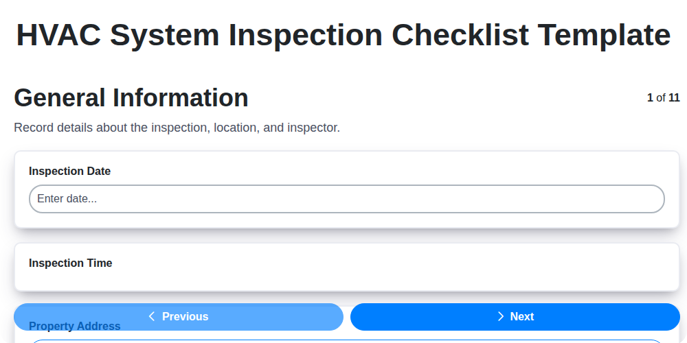 hvac system inspection checklist template screenshot
