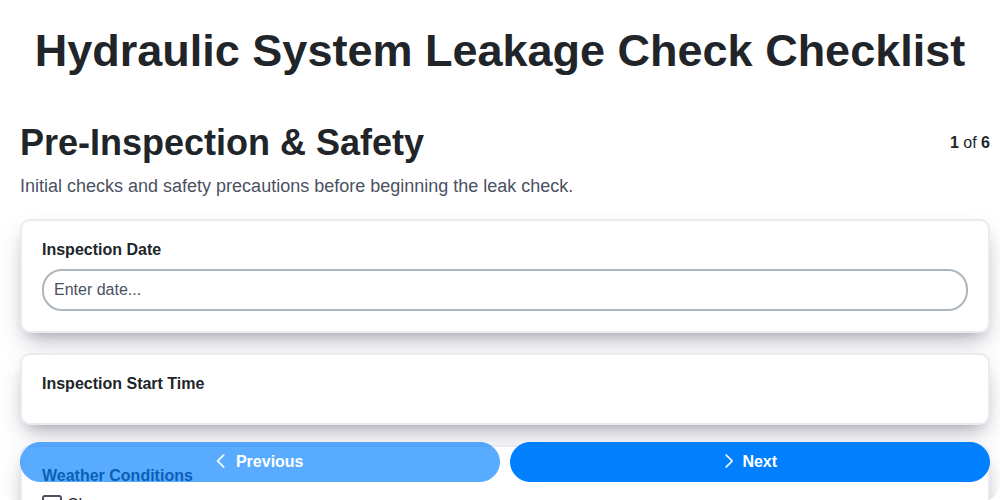 hydraulic system leakage check screenshot