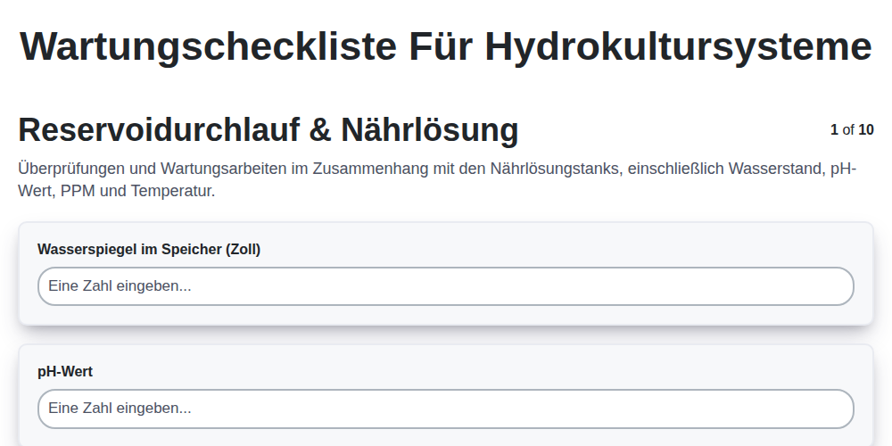 Wartungscheckliste für Hydrokultursysteme screenshot