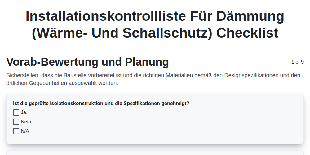 Installationskontrollliste für Dämmung (Wärme- und Schallschutz) screenshot