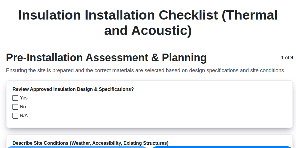 insulation installation checklist thermal and acoustic screenshot