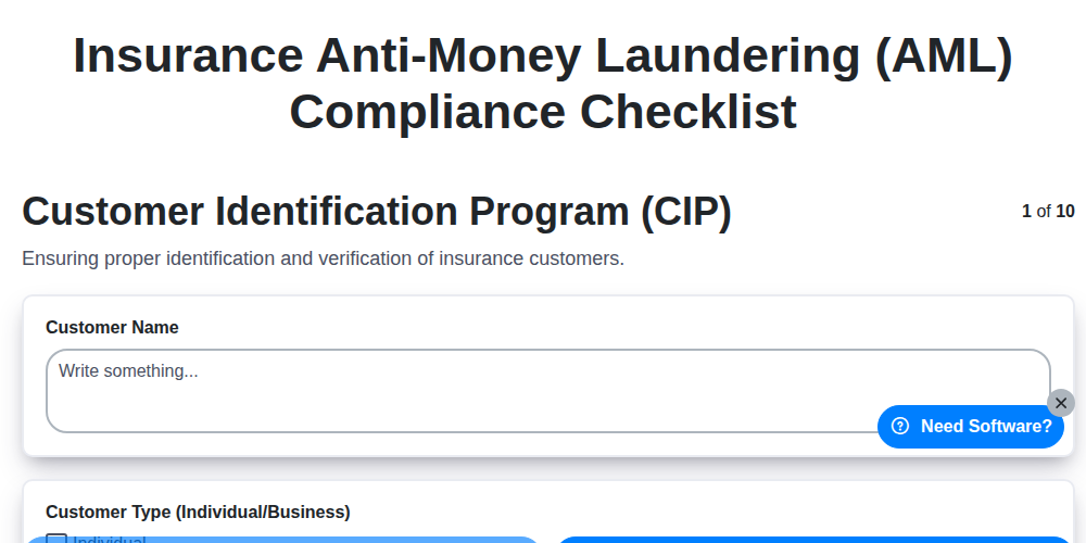 insurance anti money laundering aml compliance checklist screenshot