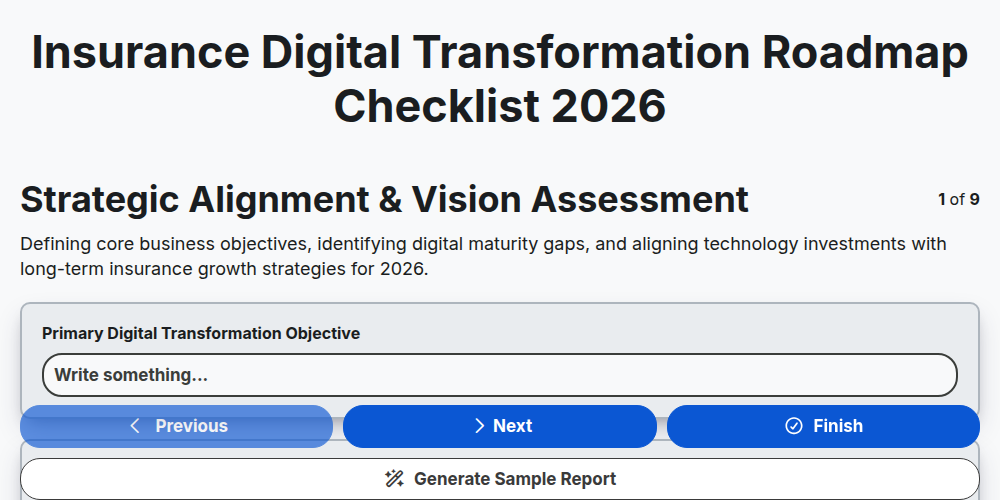Insurance Digital Transformation Roadmap Checklist 2026
