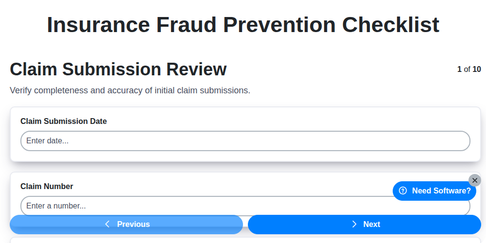 insurance fraud prevention checklist screenshot