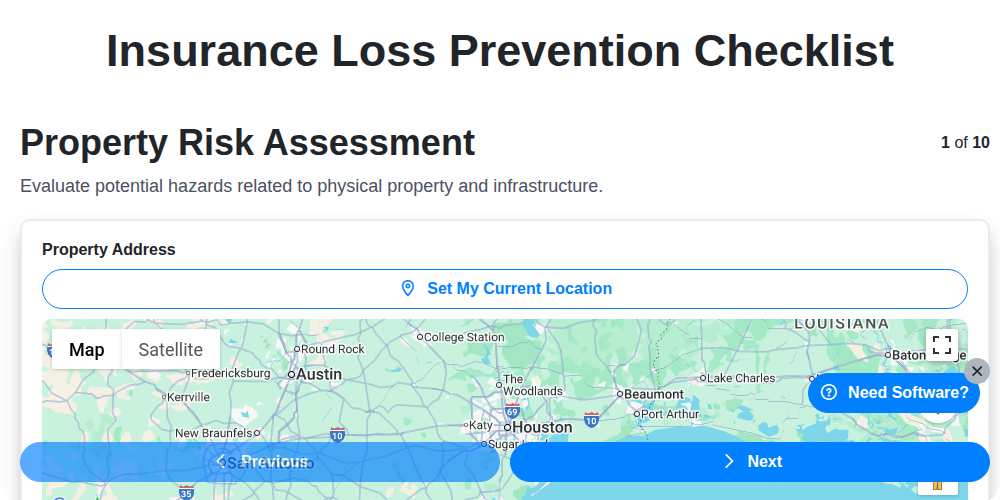 insurance loss prevention checklist screenshot
