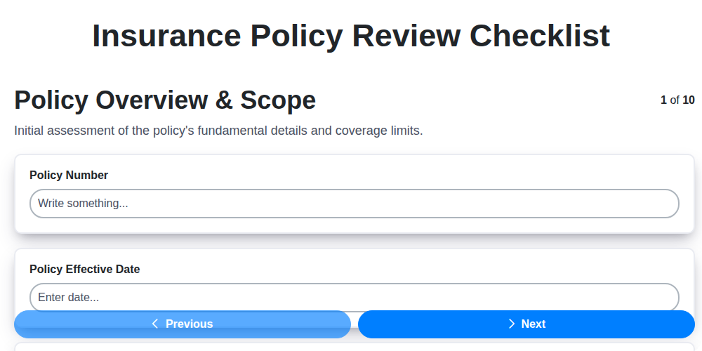 insurance policy review screenshot