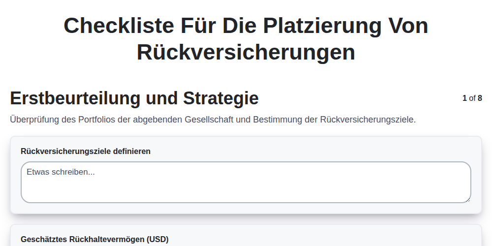 Checkliste für die Platzierung von Rückversicherungen screenshot