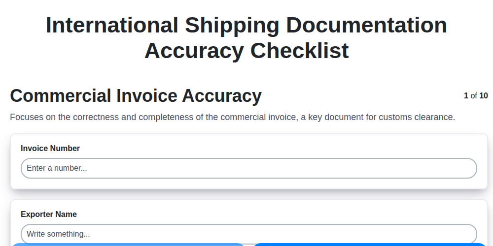 international shipping documentation accuracy screenshot