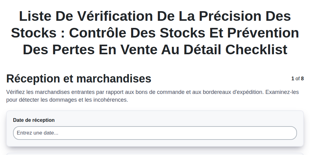 Liste de vérification de la précision des stocks : Contrôle des stocks et prévention des pertes en vente au détail screenshot