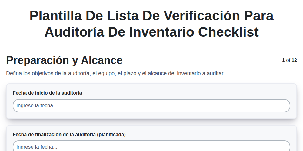 Plantilla de Lista de Verificación para Auditoría de Inventario screenshot