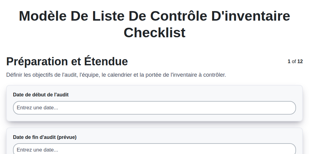 Modèle de liste de contrôle d'inventaire screenshot