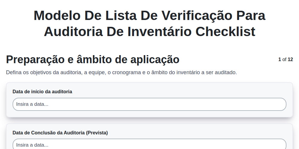 Modelo de Lista de Verificação para Auditoria de Inventário screenshot