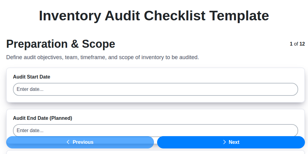 inventory audit checklist template screenshot