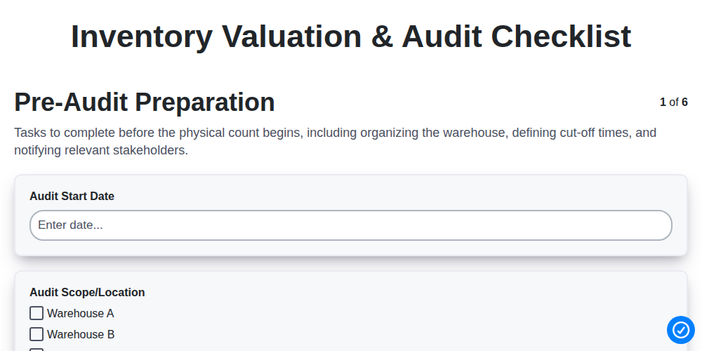 inventory valuation audit checklist screenshot