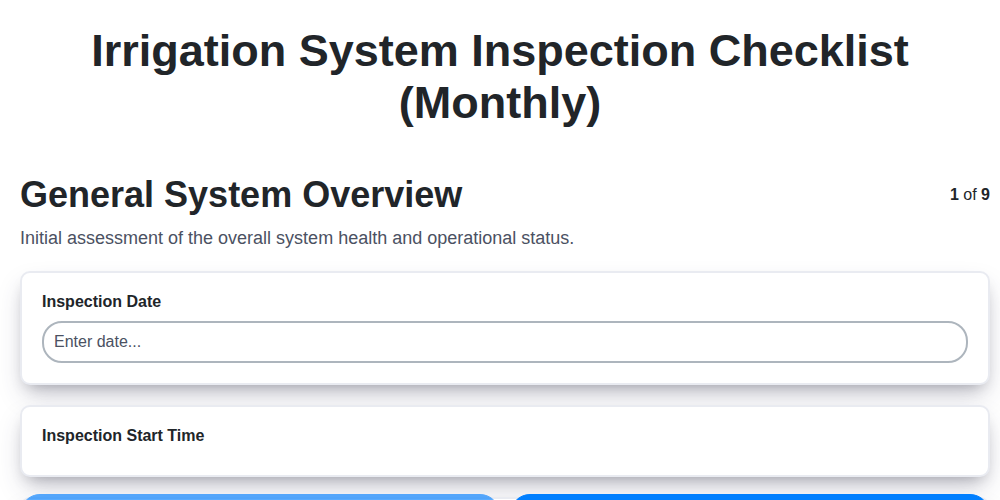 irrigation system inspection checklist monthly screenshot