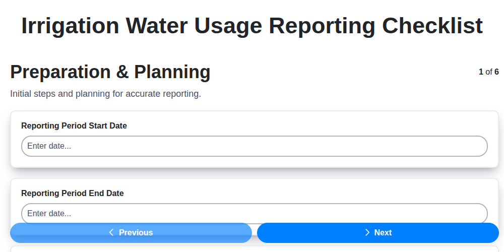 irrigation water usage reporting screenshot