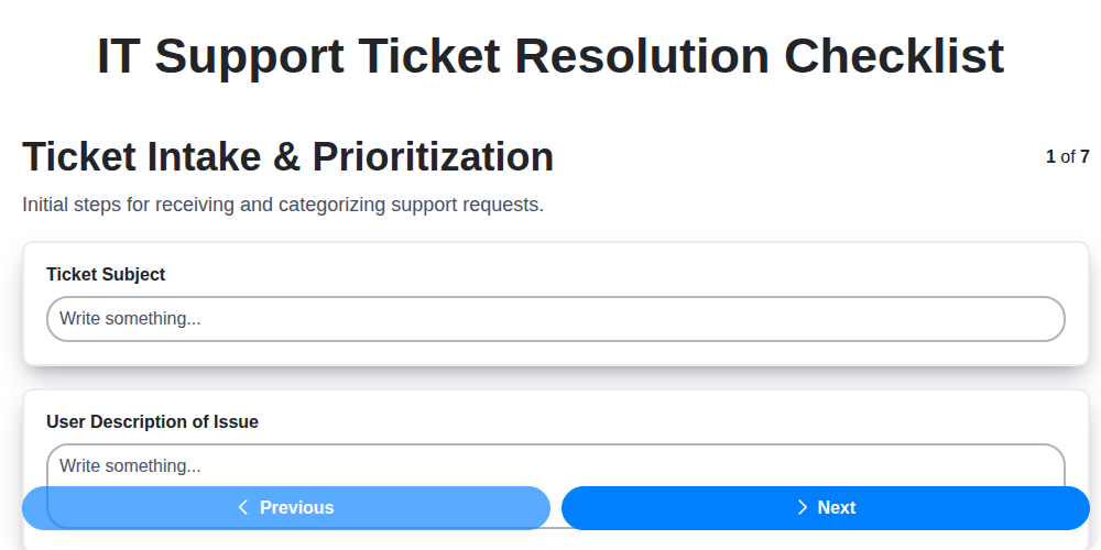 it support ticket resolution checklist screenshot