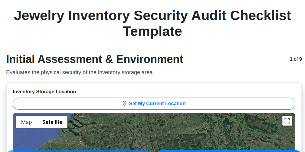 jewelry inventory security audit checklist template screenshot
