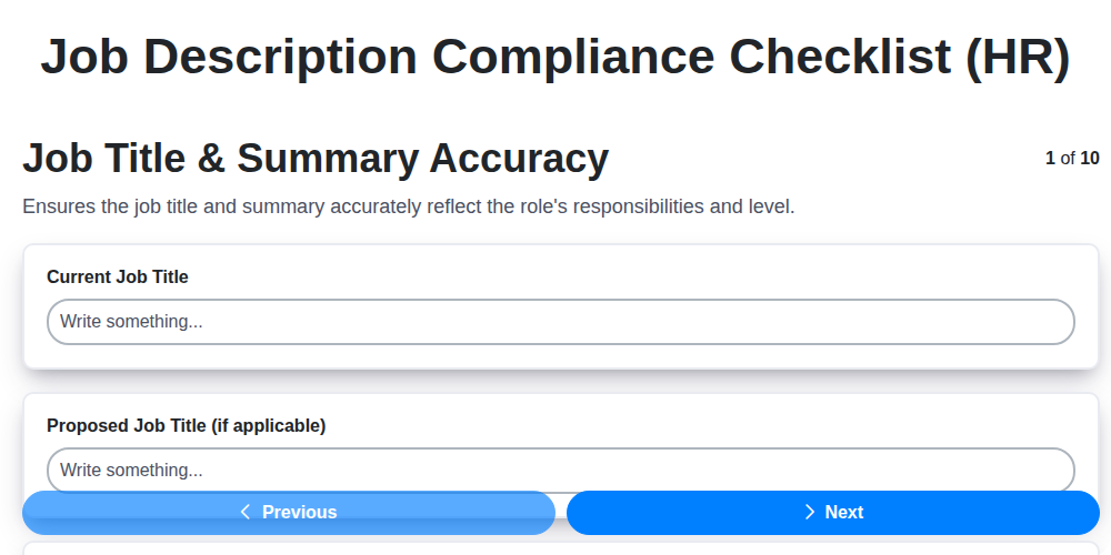 job description compliance checklist hr screenshot