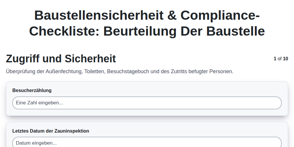 Baustellensicherheit & Compliance-Checkliste: Beurteilung der Baustelle