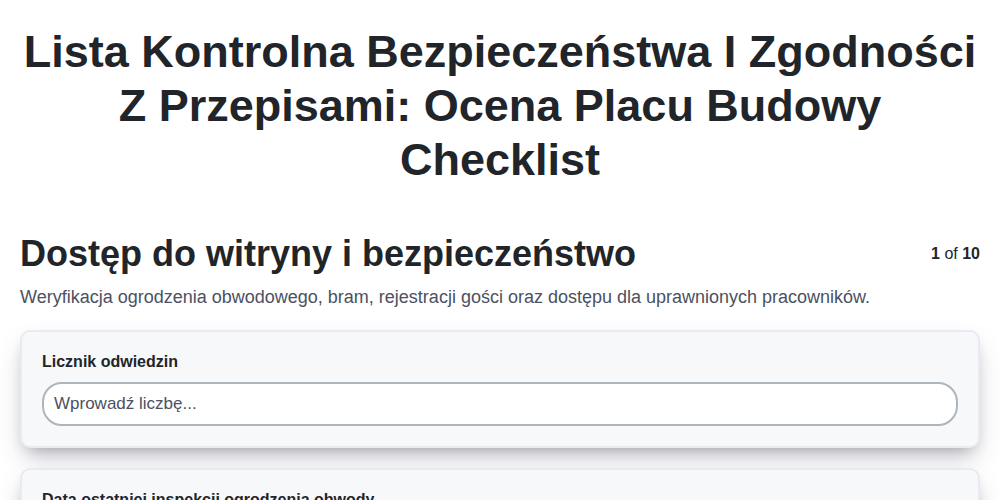 Lista kontrolna bezpieczeństwa i zgodności z przepisami: Ocena placu budowy