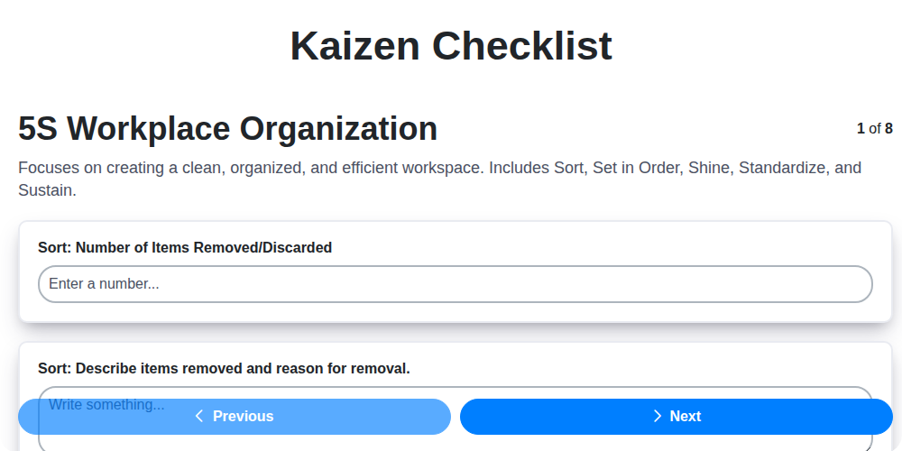 kaizen checklist screenshot