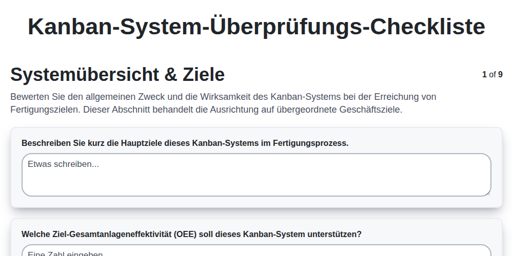 Kanban-System-Überprüfungs-Checkliste screenshot