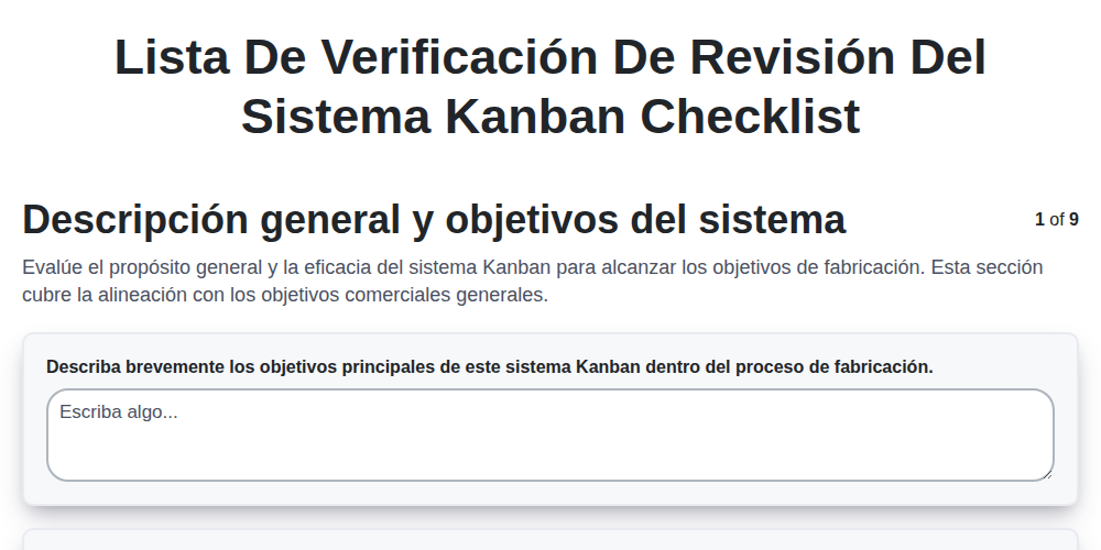 Lista de verificación de revisión del sistema Kanban screenshot